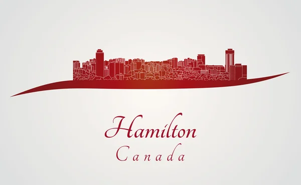 Hamilton skyline i rött — Stock vektor