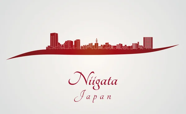 Skyline di Niigata in rosso — Vettoriale Stock