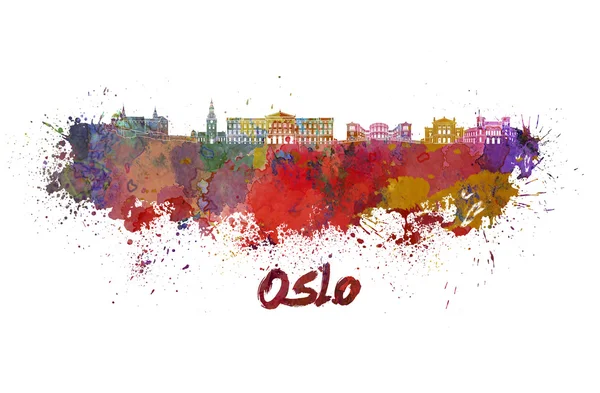 Panoramę miasta Oslo w akwarela — Zdjęcie stockowe