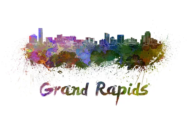 Skyline Grand Rapids in acquerello — Foto Stock