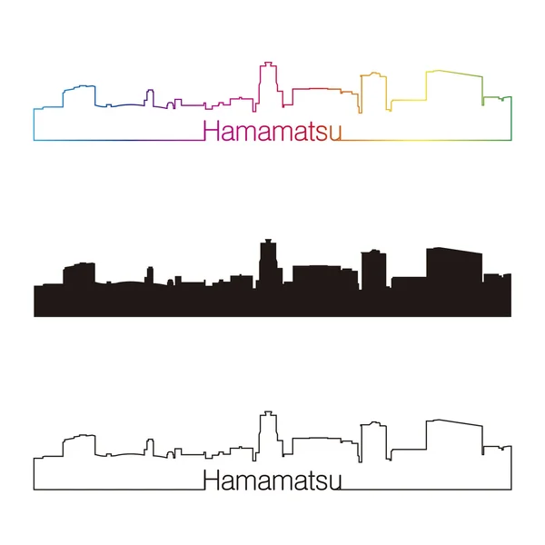 Hamamatsu skyline estilo linear com arco-íris — Vetor de Stock