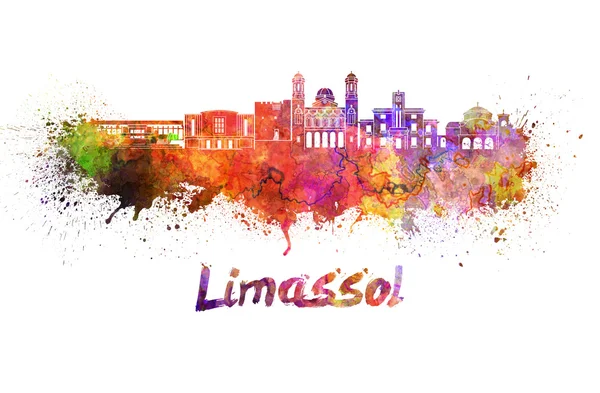 Limassol skyline in watercolor — Stock Photo, Image