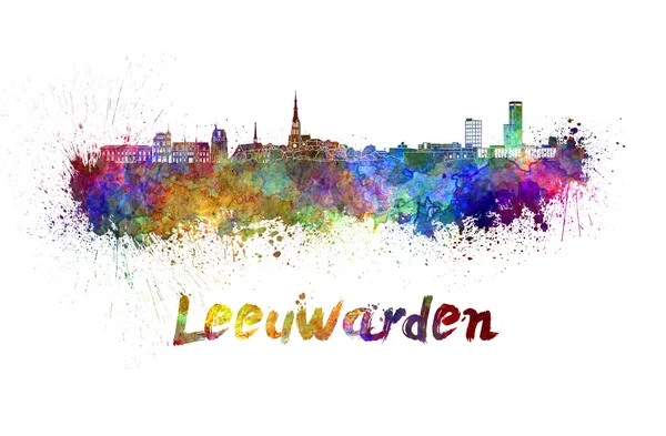 Leeuwarden skyline in watercolor — Stock Photo, Image