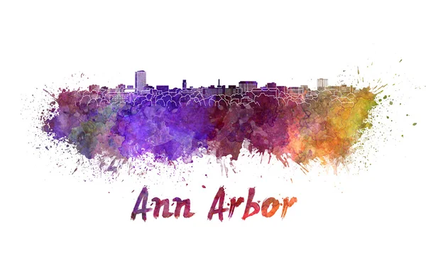 Ann arbor panoramę w akwarela — Zdjęcie stockowe