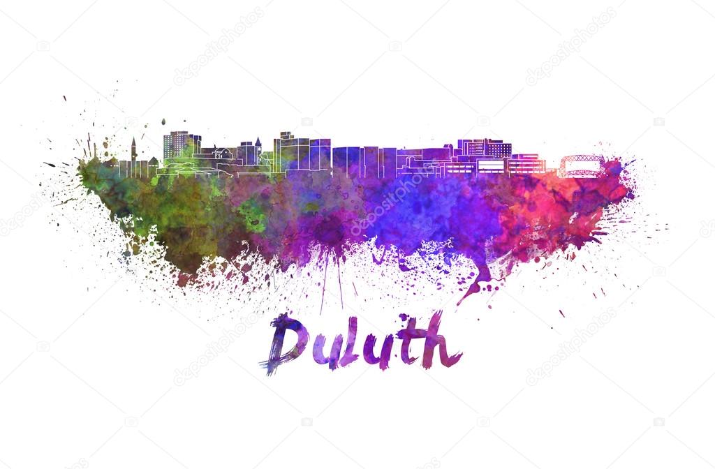 Duluth skyline in watercolor