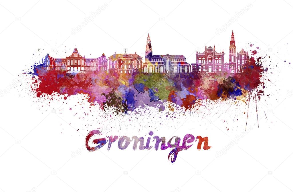 Groningen skyline in watercolor
