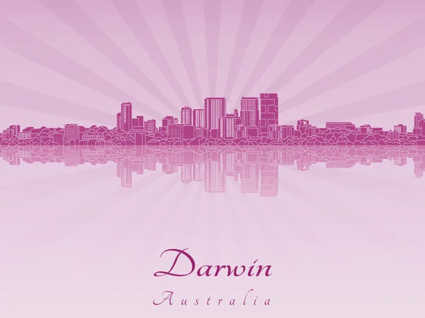 Darwin skyline in violett leuchtender Orchidee — Stockvektor