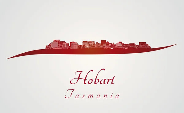 Hobart skyline in red — Stock Vector