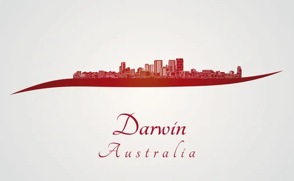 Darwin skyline em vermelho — Vetor de Stock