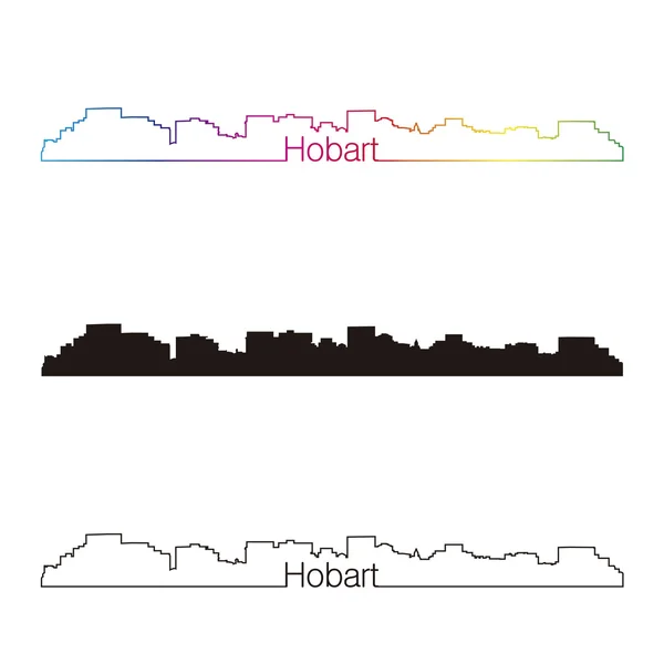 Hobart Panorama lineární styl s duhou — Stockový vektor