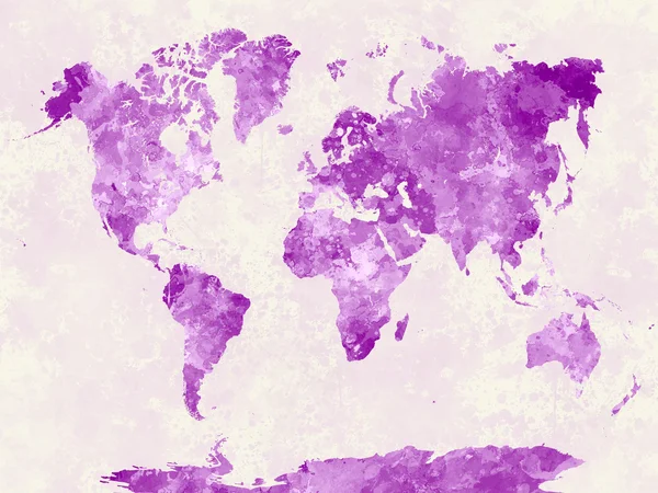 World map in watercolor pink — Stockfoto