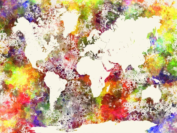 Mapa do mundo em aquarela fundo abstrato — Fotografia de Stock