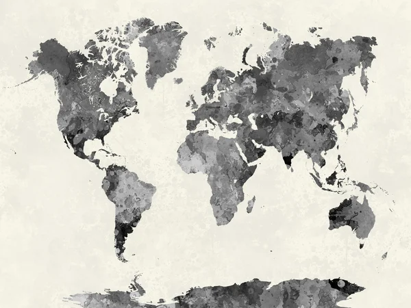 Mapa del mundo en gris acuarela —  Fotos de Stock