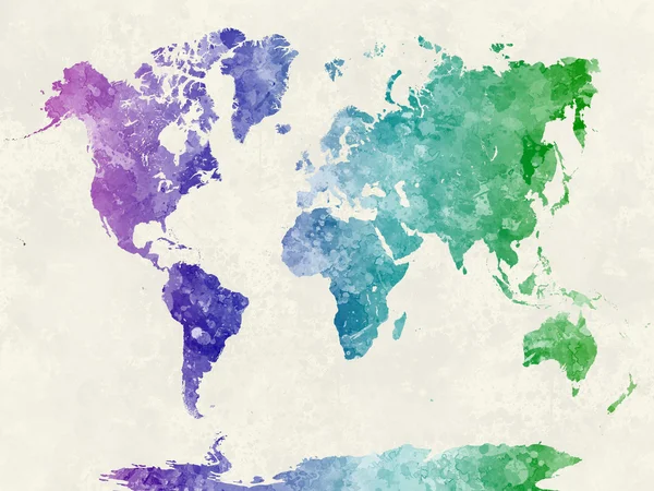 World map in watercolor cool — 图库照片
