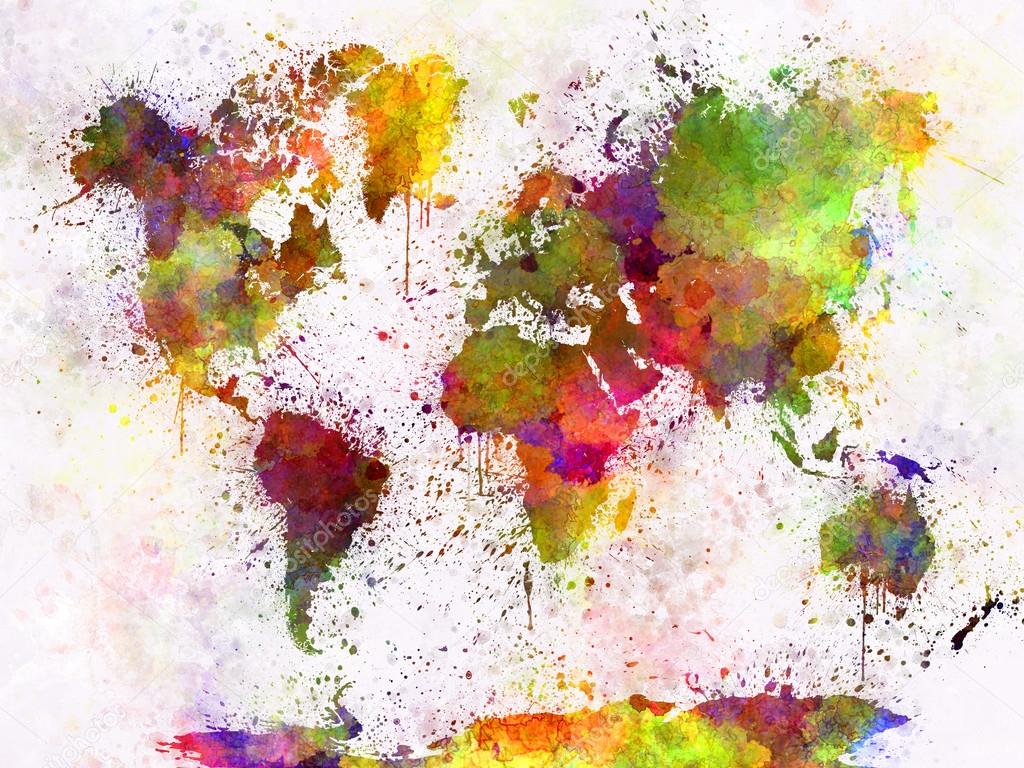 World map in watercolor 