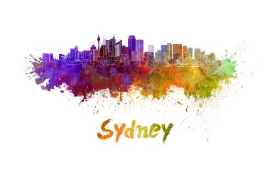 Sydney v2 skyline in watercolor
