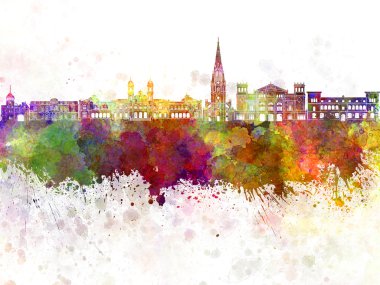 San Sebastian skyline in watercolor background