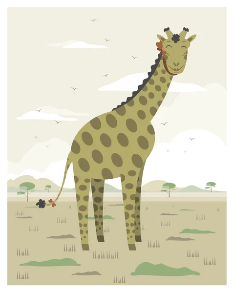 Giraffe in the savanna — Stock Vector