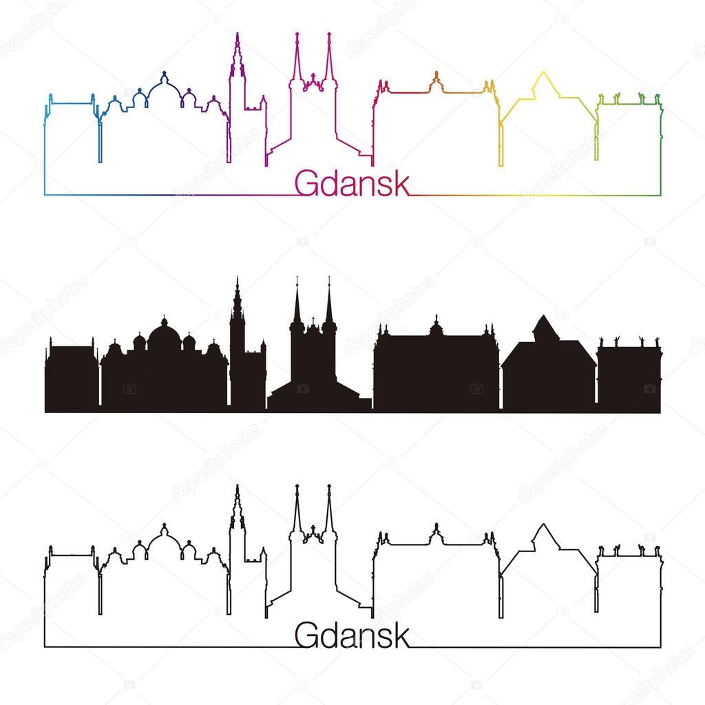 Gdasnk skyline linear style with rainbow