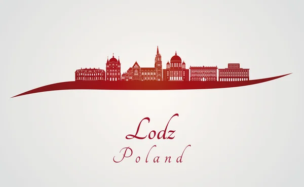 Skyline Lodz in rosso — Vettoriale Stock