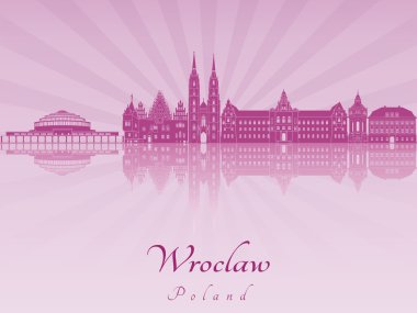 Mor parlak orkide Wroclaw manzarası