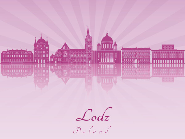 Lodz skyline in purple radiant orchid