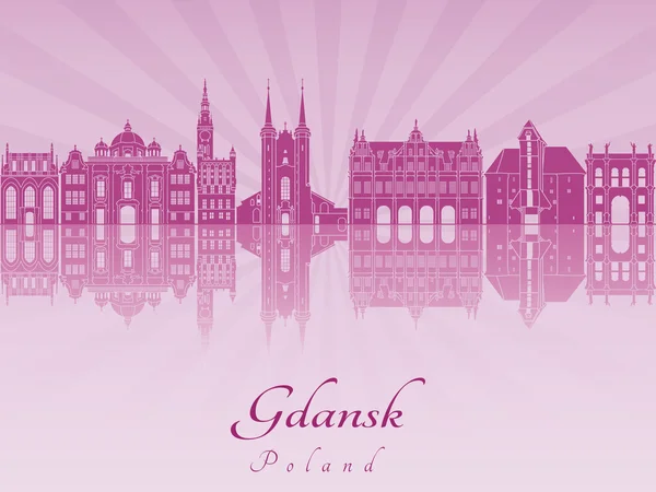 Skyline de Gdansk en orquídea radiante púrpura — Vector de stock