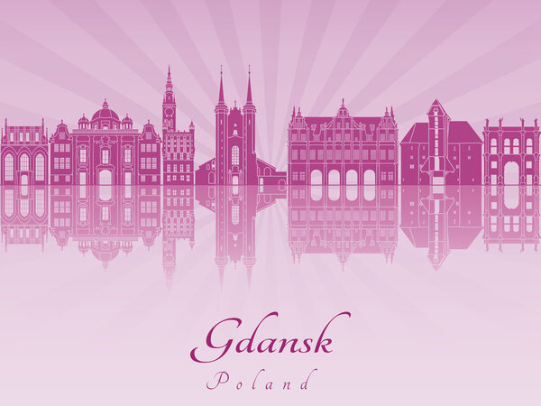 Gdansk skyline in purple radiant orchid