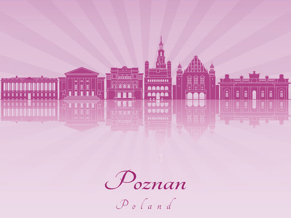 Poznan skyline in purple radiant orchid