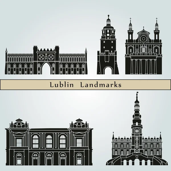 Lublin bezienswaardigheden — Stockvector