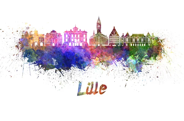 Panoramę miasta Lille w akwarela — Zdjęcie stockowe