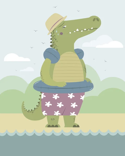 Alligator on the beach — Stock Vector