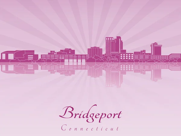 Bridgeport CT skyline in purple radiant orchid — Stock Vector