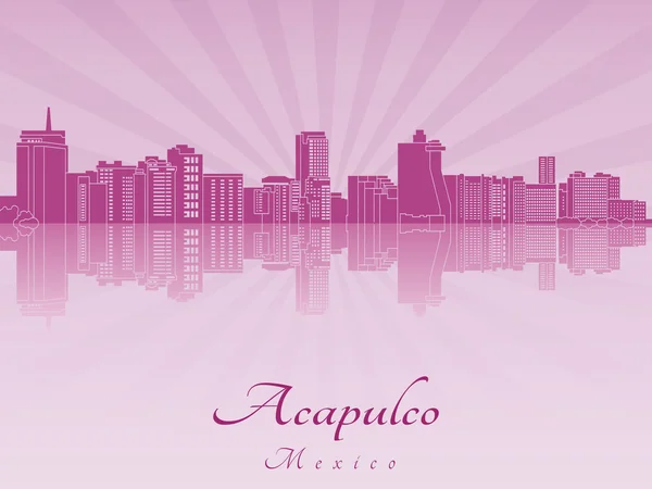 Skyline de Acapulco en orquídea radiante púrpura — Vector de stock