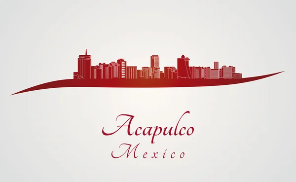 Acapulco skyline i rött — Stock vektor