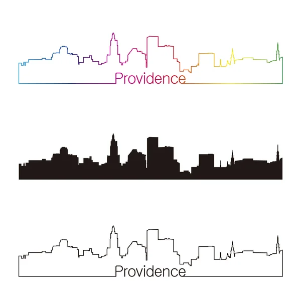 Providence skyline linear style with rainbow — Stock Vector