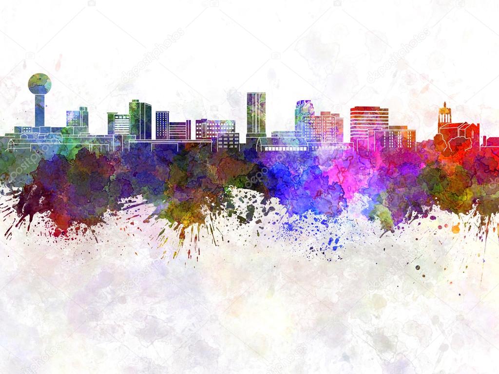 Knoxville skyline in watercolor background