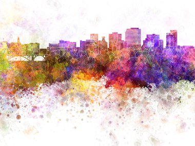 Spokane manzarası suluboya arka planda