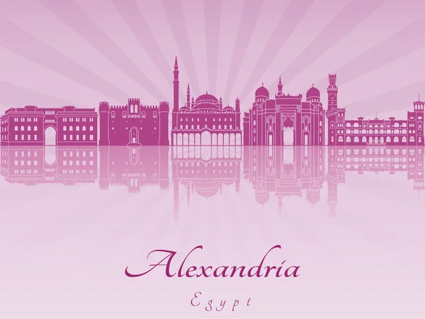 Alexandria skyline in purple radiant orchid — Stock Vector