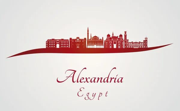 Alexandria skyline-piros — Stock Vector