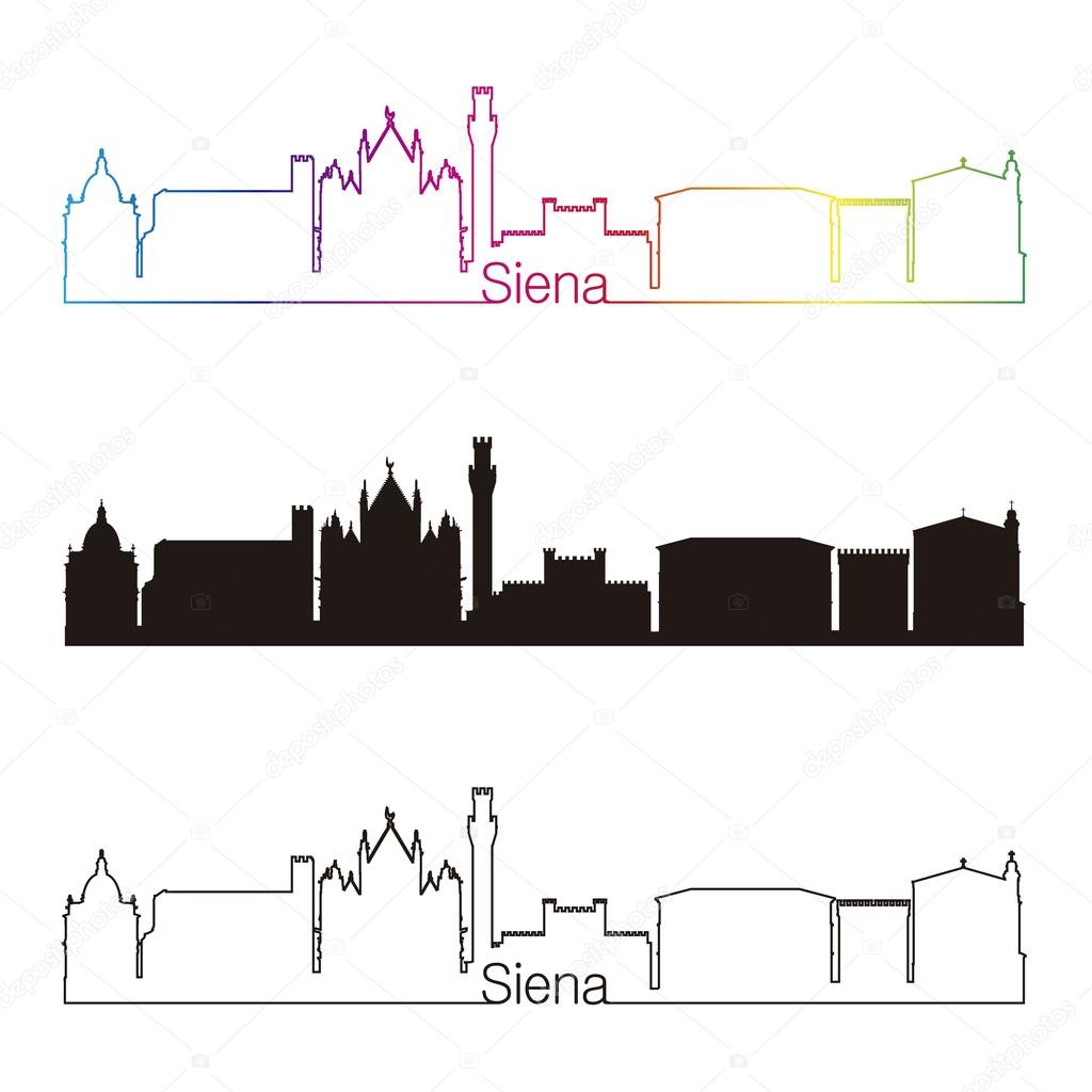 Siena skyline linear style with rainbow