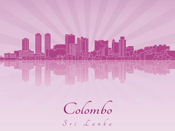 Colombo skyline em roxo orquídea radiante — Vetor de Stock