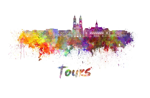 Tours skyline in watercolor — Stock Photo, Image