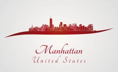 Manhattan siluetinin kırmızı
