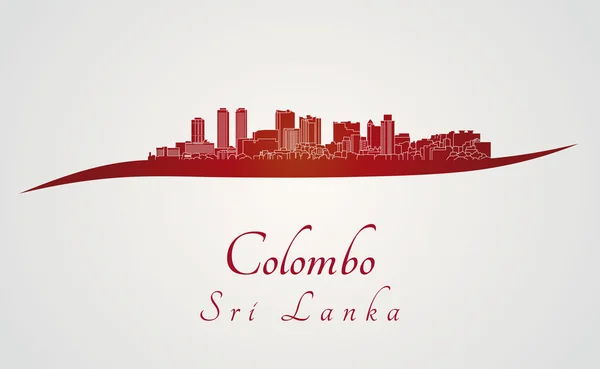 Skyline Colombo in rosso — Vettoriale Stock