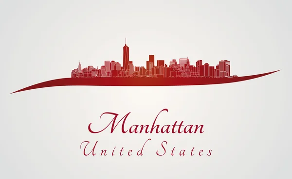 De skyline van Manhattan in het rood — Stockvector