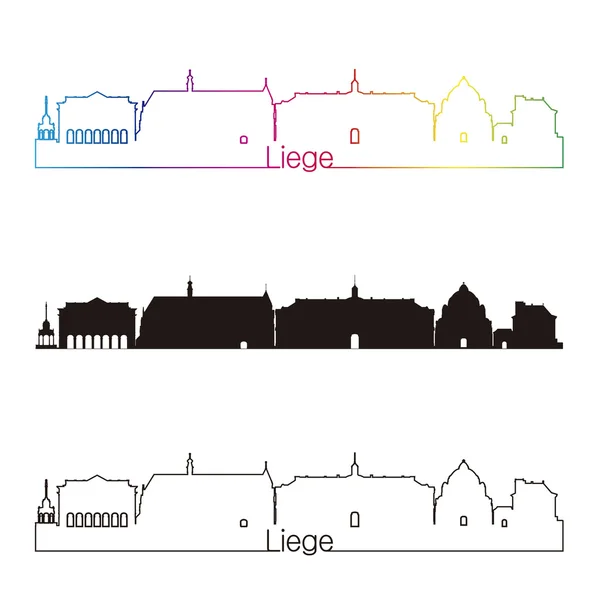 Liege skyline estilo linear com arco-íris — Vetor de Stock