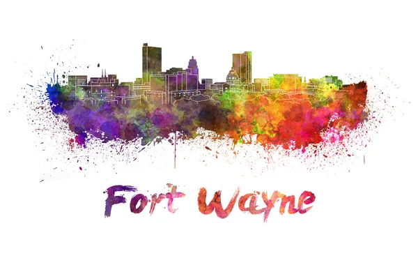 Fort Wayne skyline akvarell — Stock Fotó