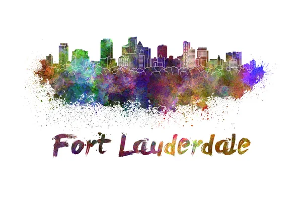 Fort Lauderdale skyline em aquarela — Fotografia de Stock