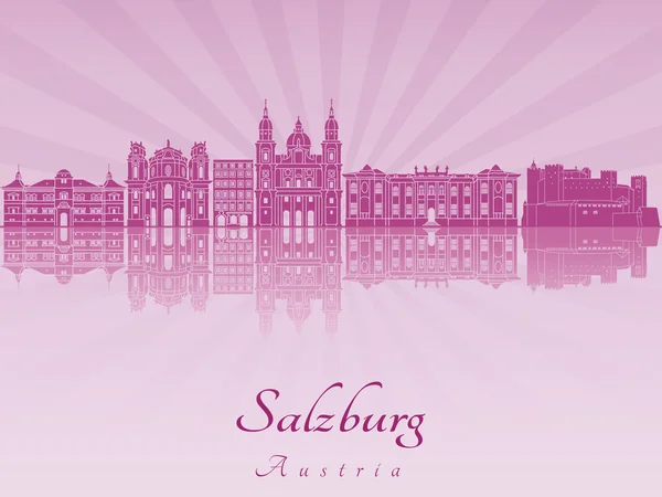 Salzburgo skyline em roxo orquídea radiante —  Vetores de Stock